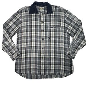Vintage 90s Guess Jeans Plaid Flannel Shirt M Grunge Y2K Corduroy Collar